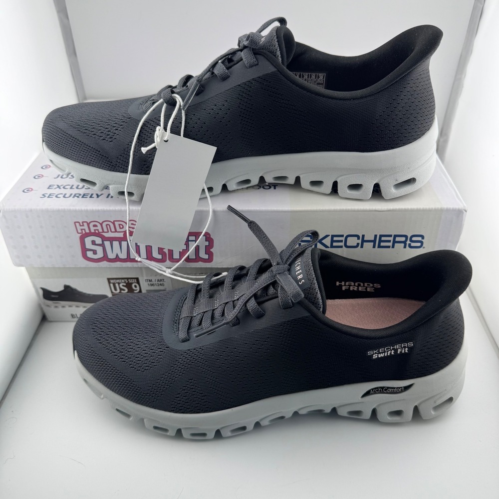 Skechers Swift Fit Glide Step Womens 9 Black Hands Free Slip-ins NIB 1961240
